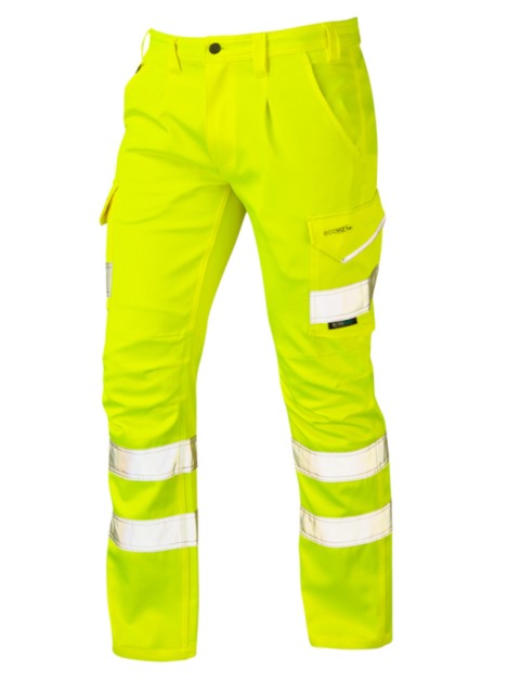 Leo Kingford EcoViz Stretch Cargo Trouser  Yellow - short leg High Visibility